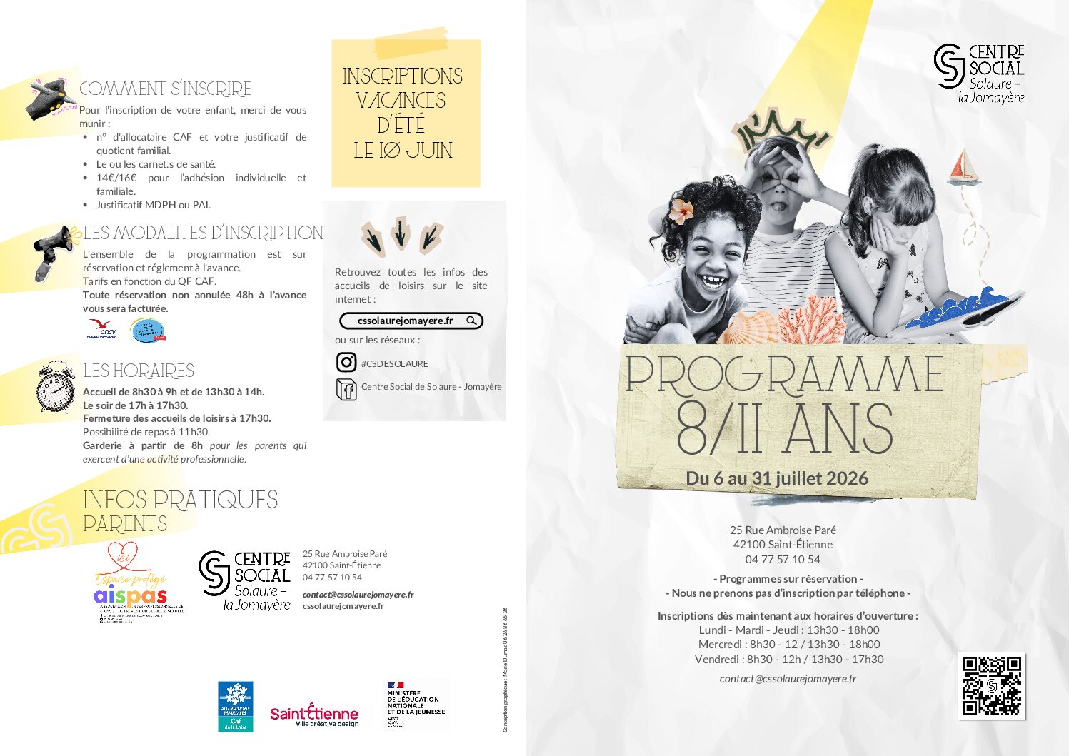 Programme 8-11 ans été